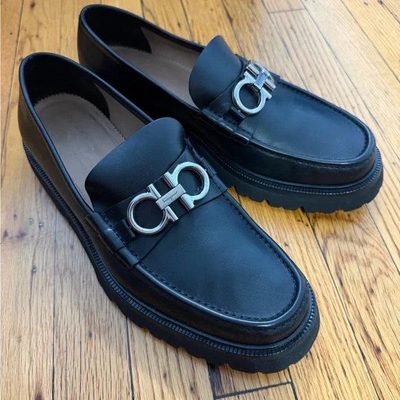 Salvatore Ferragamo | Shoes | Mens Black Loafers With Silver  display picture 1